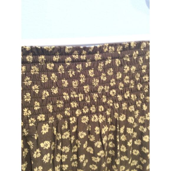 Madewell Womens Piped Mini Skirt Size Medium Woodcut Flowers Brown Yellow Y2k - Picture 10 of 11